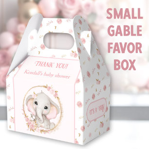 Schattige Olifant Pink Flowers Baby shower Bedankdoosjes