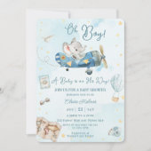 Schattige Olifant Plane Adventure Oh Boy Baby show Kaart (Voorkant)