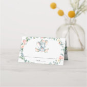 Schattige Olifant Roze Bloemen Groen Baby shower Plaatskaartje (Voorkant)