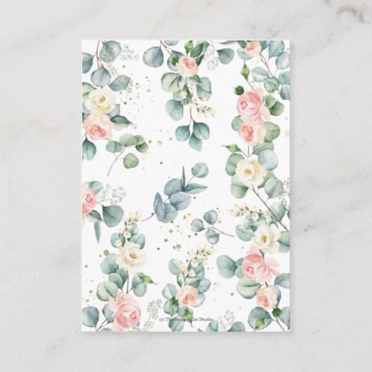 Schattige Olifant Roze Bloemen Groene Luier Raffle Informatiekaartje (Achterkant)