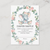Schattige Olifant Roze Bloemen Groene Luier Raffle Informatiekaartje (Voorkant)