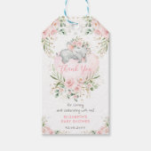 Schattige Olifant Roze Blush Goud Bloemen Baby sho Cadeaulabel (Voorkant)
