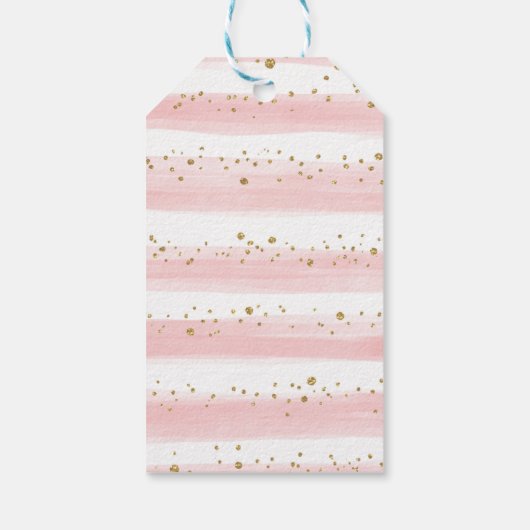 Schattige Olifant Roze Blush Goud Bloemen Baby sho Cadeaulabel (Achterkant)