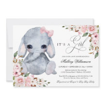 Schattige Olifant Roze Rose Meisje Baby shower Uit