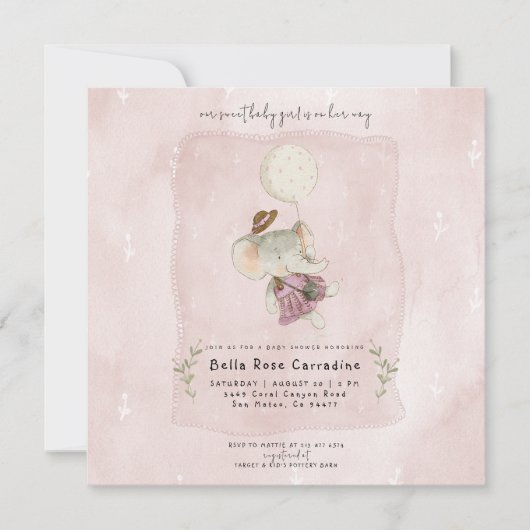 Schattige olifant rustieke Boho Baby shower Save The Date (Voorkant)