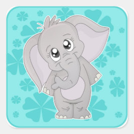 Schattige Olifant Sticjer-Square Vierkante Sticker