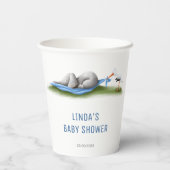 Schattige Olifant Stork Baby shower Papieren Bekers (Achterkant)