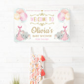 Schattige Olifant Twins Meisjes Baby shower Achter Spandoek (Insitu)
