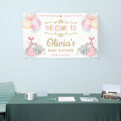 Schattige Olifant Twins Meisjes Baby shower Achter Spandoek (Beurs)