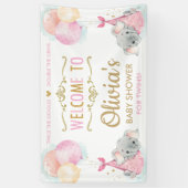 Schattige Olifant Twins Meisjes Baby shower Achter Spandoek (Verticaal)