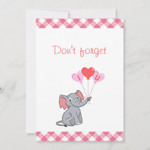 Schattige olifant valentijnsdag feestdagenkaart
