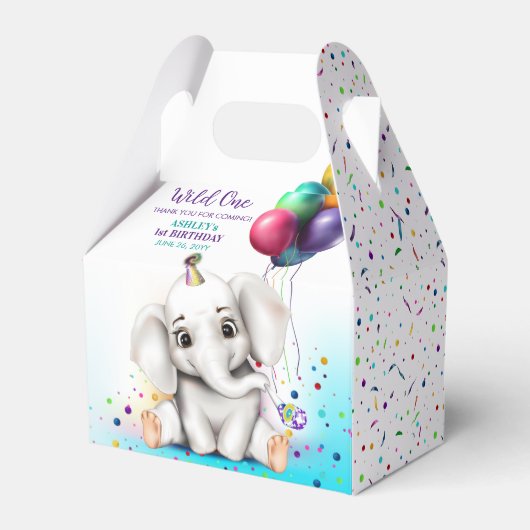 Schattige Olifant Verjaardagsfeest Bedankdoosjes (Achterkant)