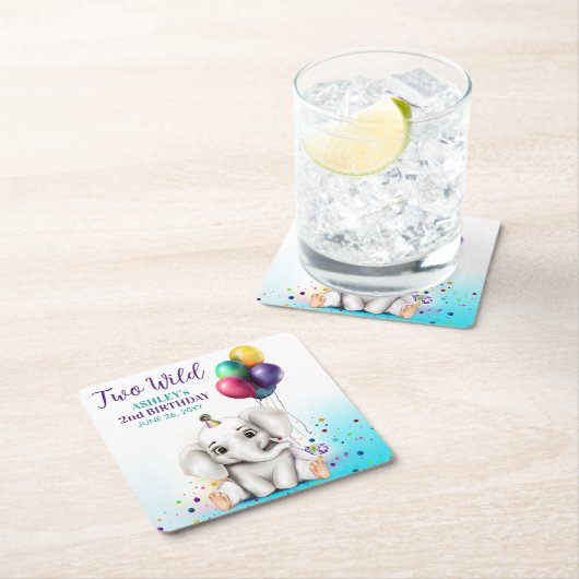 Schattige Olifant Verjaardagsfeest Kartonnen Onderzetters (Insitu)