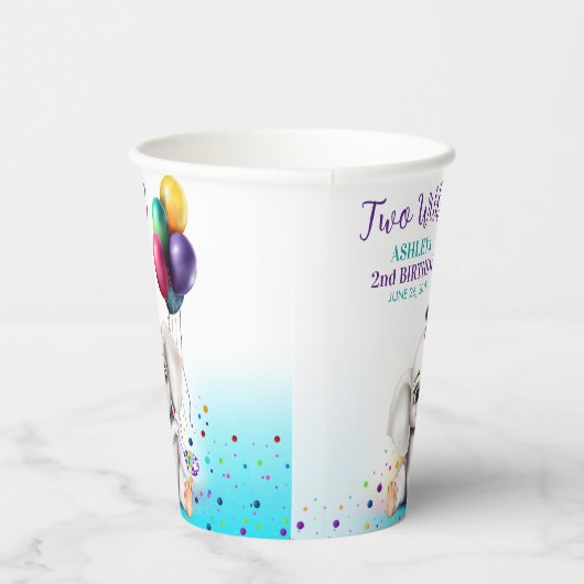 Schattige Olifant Verjaardagsfeest Papieren Bekers (Rechts)