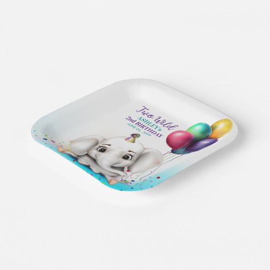Schattige Olifant Verjaardagsfeest Papieren Bordje (Gebogen)