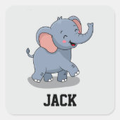 Schattige Olifant Vierkante Sticker (Voorkant)