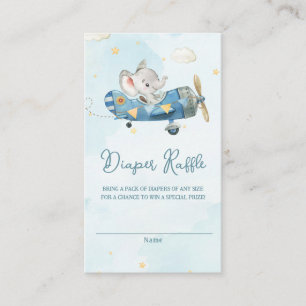 Schattige Olifant Vliegtuig Avontuur Baby Luier Ra Informatiekaartje