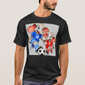schattige olifant voetbalspelers t-shirt grappig v