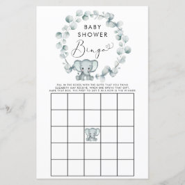 Schattige Olifant Waterverf Baby Bingo Douche Spel