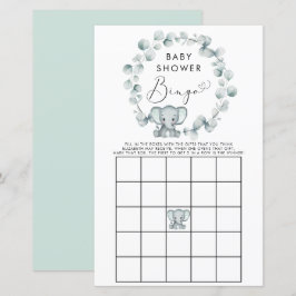 Schattige Olifant Waterverf Baby Bingo Douche Spel
