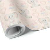 Schattige Olifant Waterverf Blush Wrapping Papier (Rol Hoek)