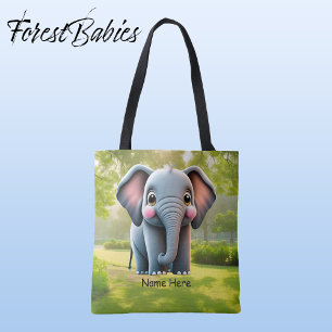 Schattige Olifant Woodland Dier Kind Cartoon Graph Tote Bag