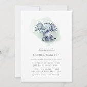 schattige olifant zittend baby shower kaart (Voorkant)