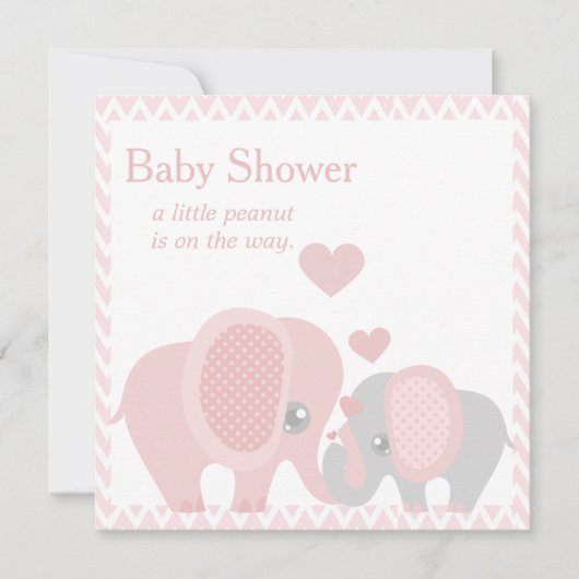 Schattige olifanten, babymeisje kaart (Voorkant)