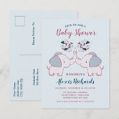 Schattige olifanten en harten Schattige Baby showe Uitnodiging Briefkaart (Voorkant / Achterkant)