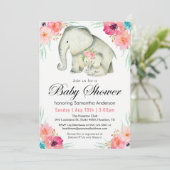 Schattige olifanten meisje Baby shower Kaart (Staand voorkant)
