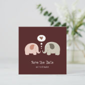 Schattige Olifanten - Save the Date uitnodiging (Staand voorkant)