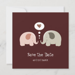 Schattige Olifanten - Save the Date uitnodiging