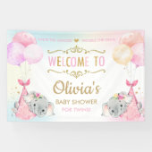 Schattige Olifanten Twin Meisjes Baby shower Achte Spandoek (Horizontaal)