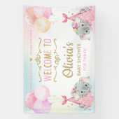 Schattige Olifanten Twin Meisjes Baby shower Achte Spandoek (Verticaal)