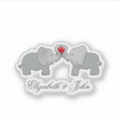 Schattige Olifanten Verliefd - Persoonlijk Sticker (Voorkant)