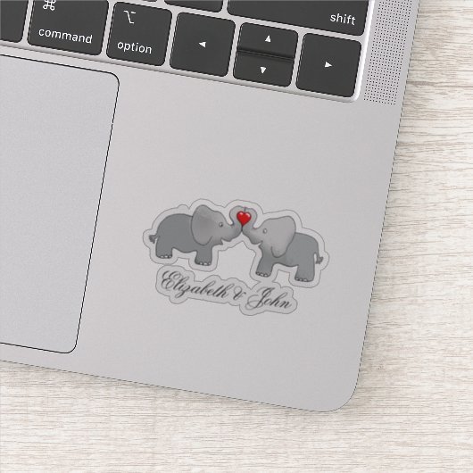 Schattige Olifanten Verliefd - Persoonlijk Sticker (Detail)