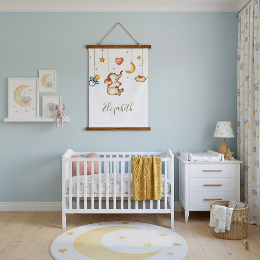 Schattige olifantenbaby   hangend wandkleed