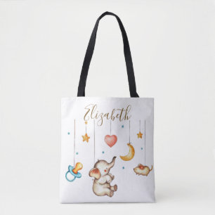Schattige olifantenbaby tote bag