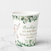 Schattige olifantengroen genderneutraal 1e verjaar papieren bekers (Achterkant)