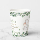 Schattige olifantengroen genderneutraal 1e verjaar papieren bekers (Rechts)