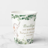 Schattige olifantengroen genderneutraal 1e verjaar papieren bekers (Voorkant)