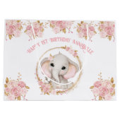 Schattige olifantenmeisje roze wit 1e verjaardag groot cadeauzakje (Achterkant)