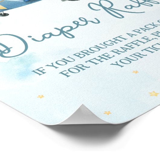 Schattige Olifantvliegtuig Avontuur Blauwe Luier R Poster (Hoek)