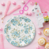 Schattige olijfgroene aqua turquoise bloemige wate papieren bordje (Feest)