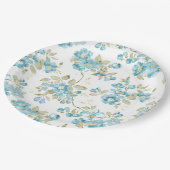 Schattige olijfgroene aqua turquoise bloemige wate papieren bordje (Gekanteld)