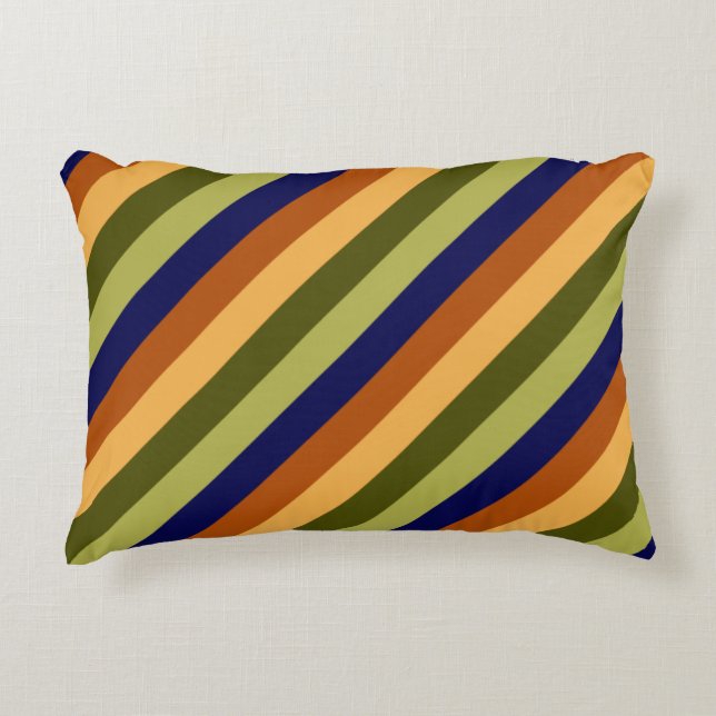 Schattige Olijfsalie Navy Stripes Accent Kussen (Voorkant)