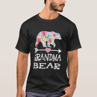 Schattige Oma Beer Bloemen Moederdag Familie Vrouw T-shirt