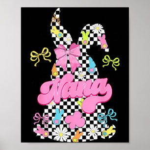 Schattige oma geruite konijn coquette strik paasda poster