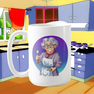 schattige oma voeg bericht waterverf koffiemok