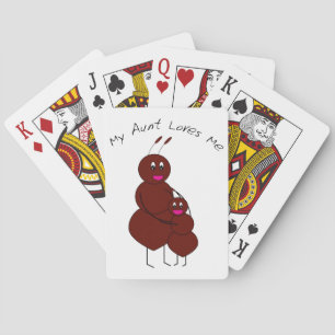 Schattige omhelzende tante en nichtje mier cartoon pokerkaarten